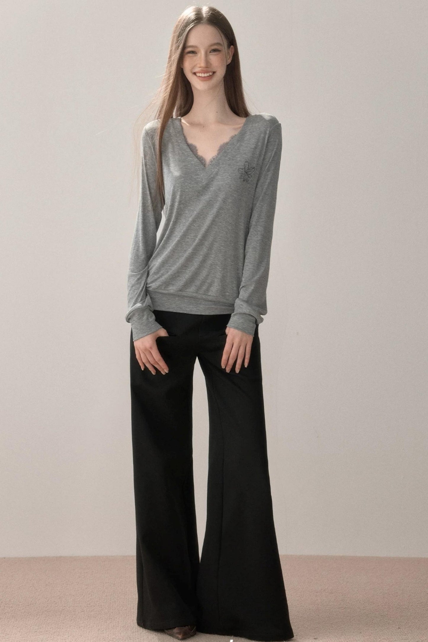 Retro Lace Splicing Pants