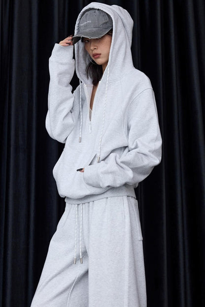 Grey Winter Pullover Sweatshirt Set-Up