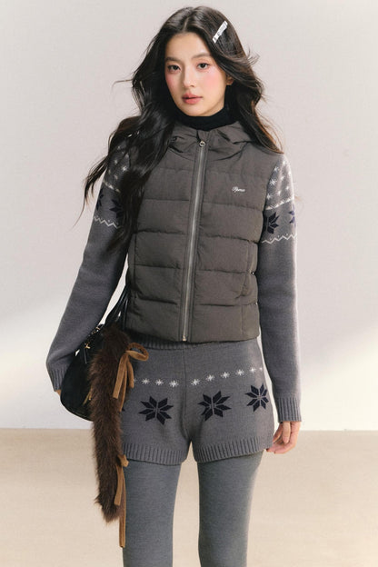 White Duck Down Ribbed Jacket Set-Up