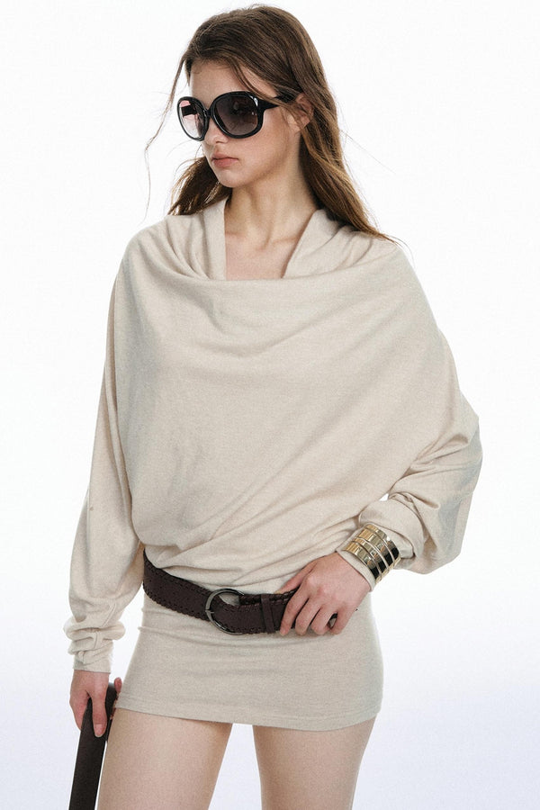 Lazy Style Off-The-Shoulder Knitted Dress