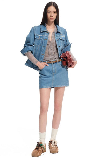 Red-eared Modern Denim Skirt