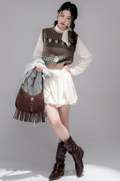 Contrasting Diamond Plaid Vest