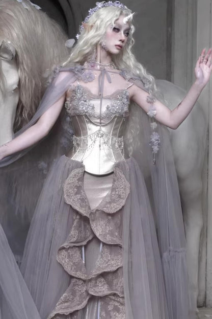 Moonlight Silver Corset Top Set