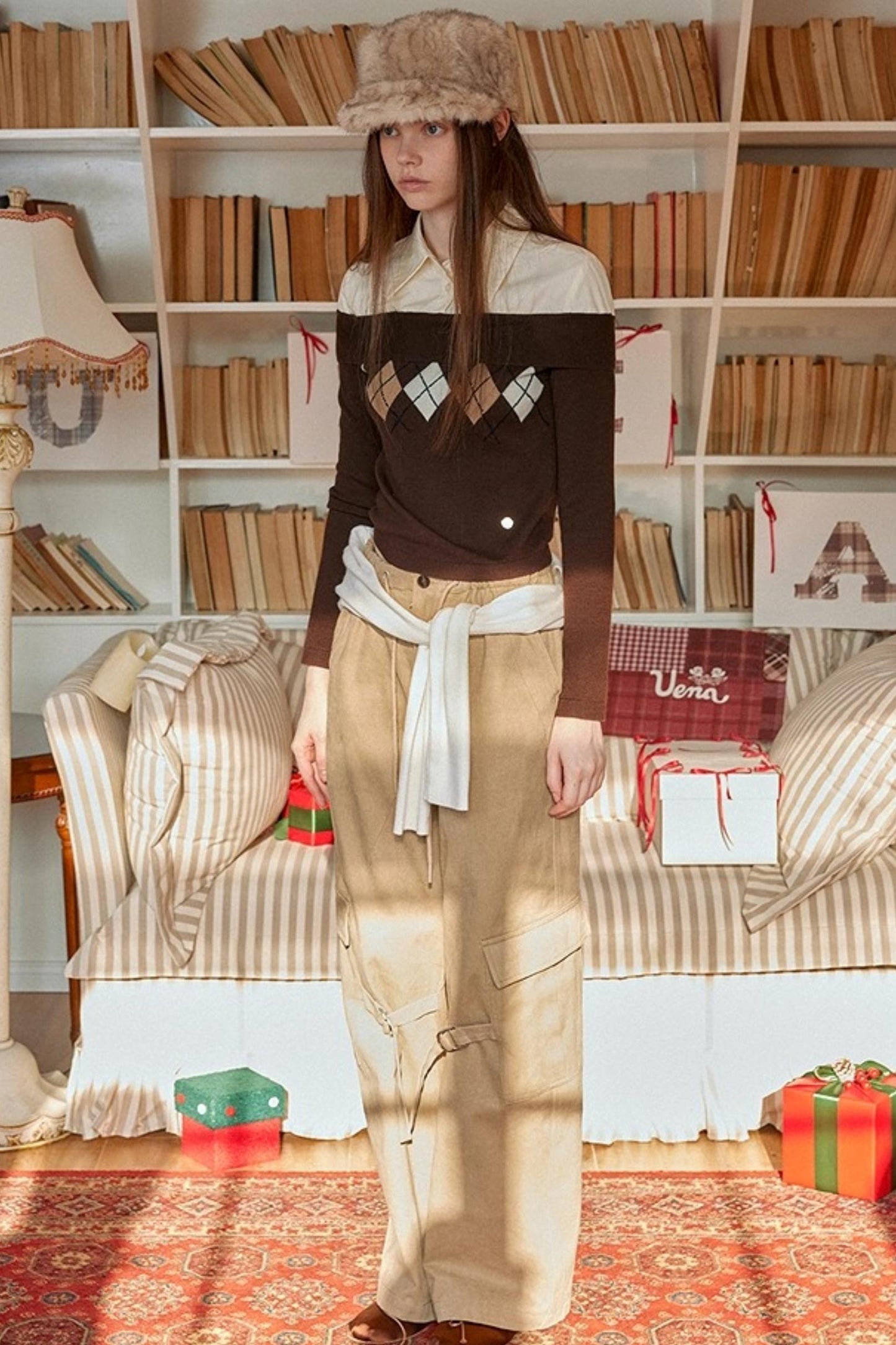 Khaki Fleece-Lined Cargo Pants