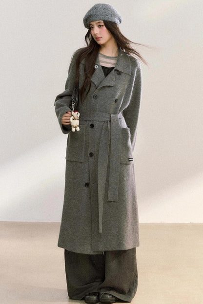 Elegant Knitted Double-Breasted Coat