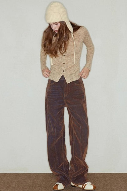 Flower Camel Knit Sweater