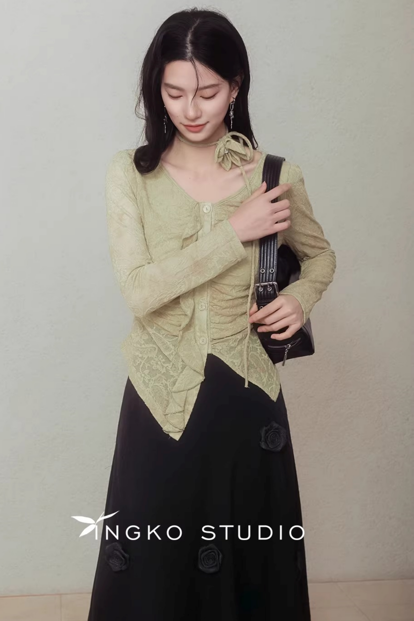 Spring Bud Green Floral Top