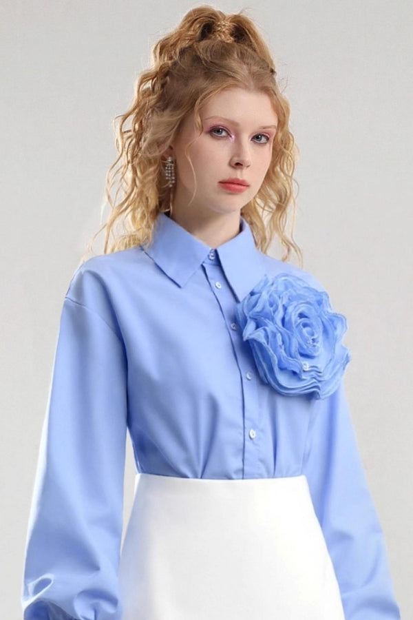 Floral Shirt Suit Skirt Set-Up