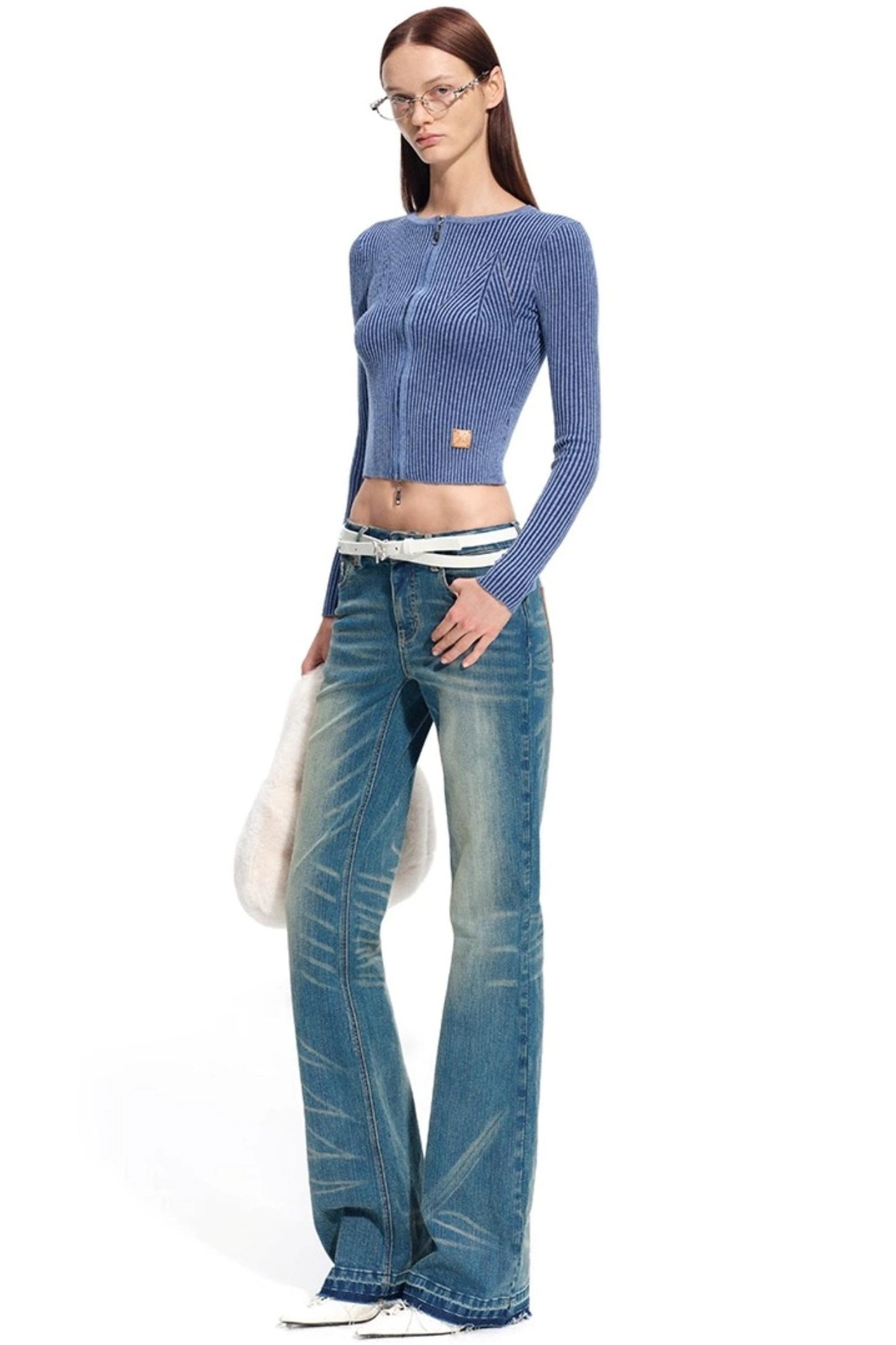 Wool Cropped Crew Neck Cardigan