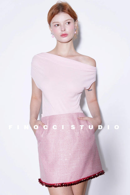 Nude Wool Pleated Top