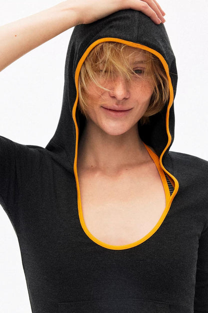 Color-Blocked Hooded Knit Top
