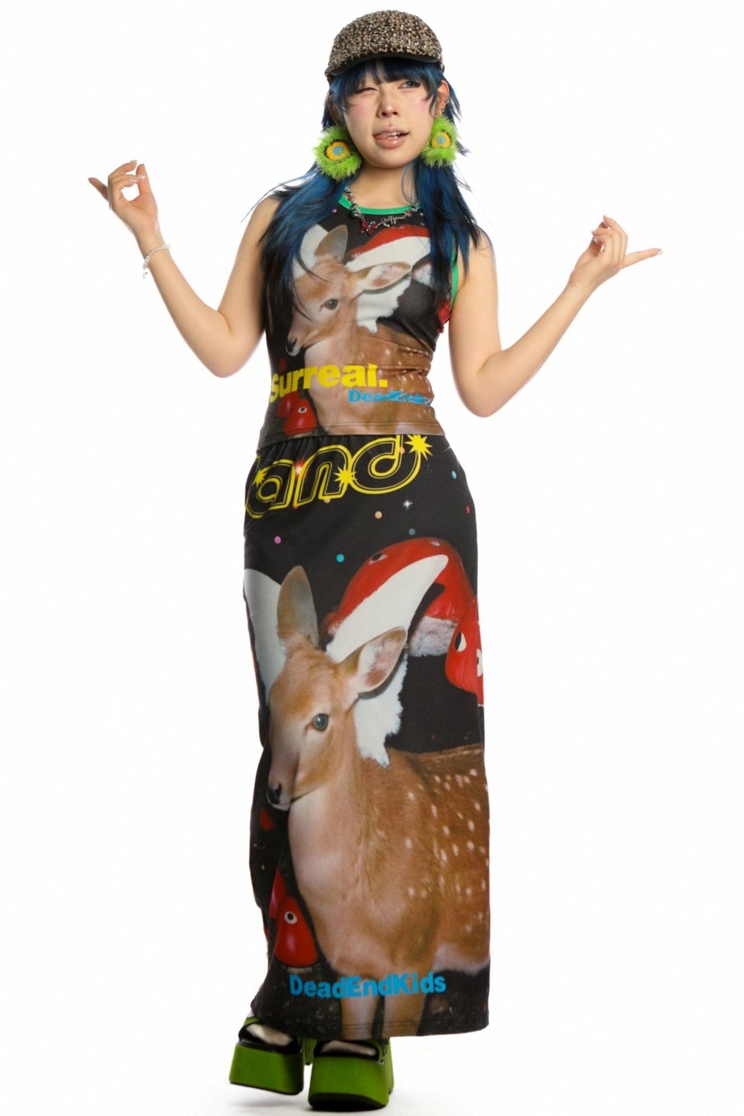 Reversible Print Stretch Casual Maxi Skirt