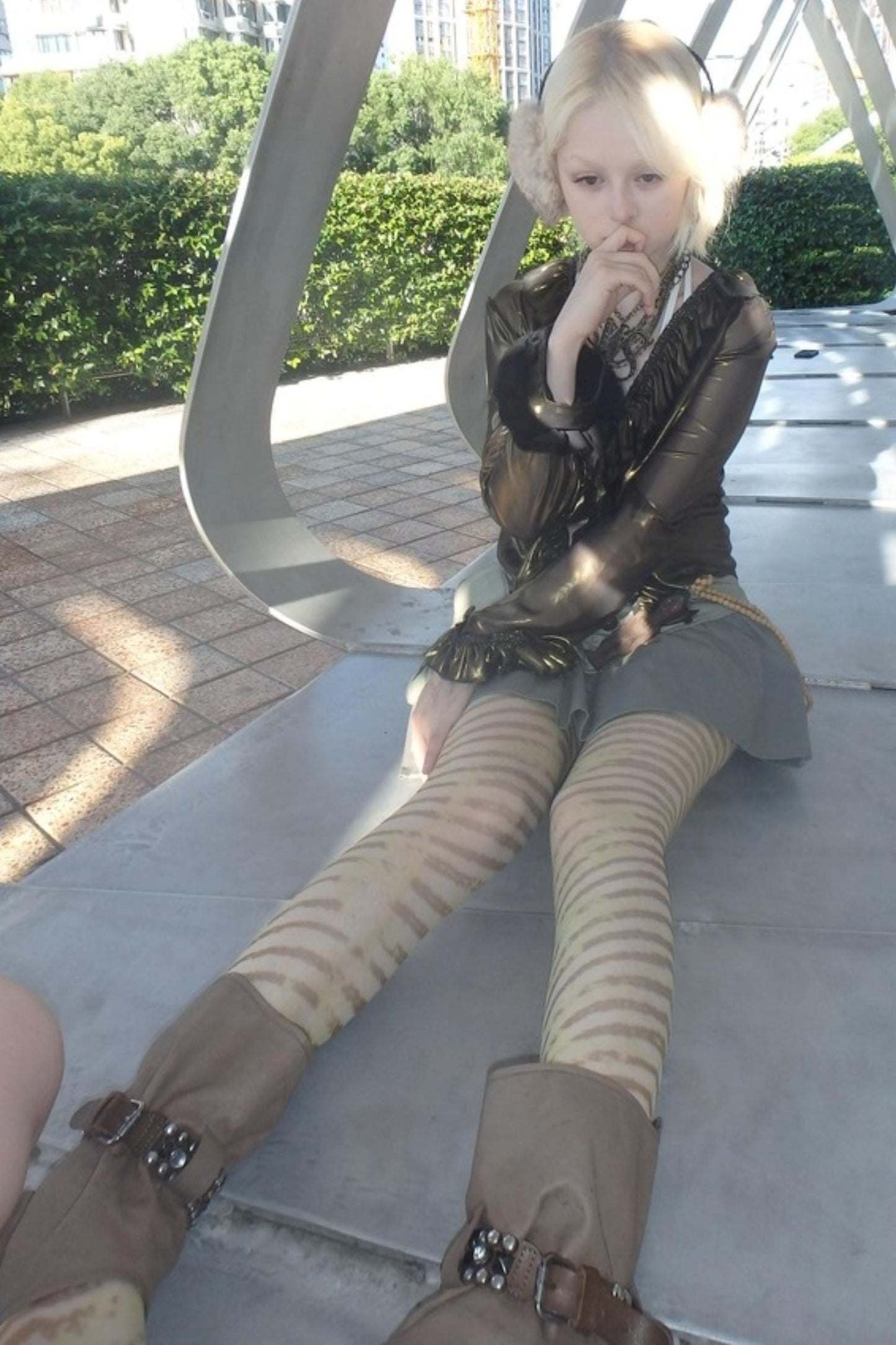 Hand-Painted Striped Ultra-Thin Stockings