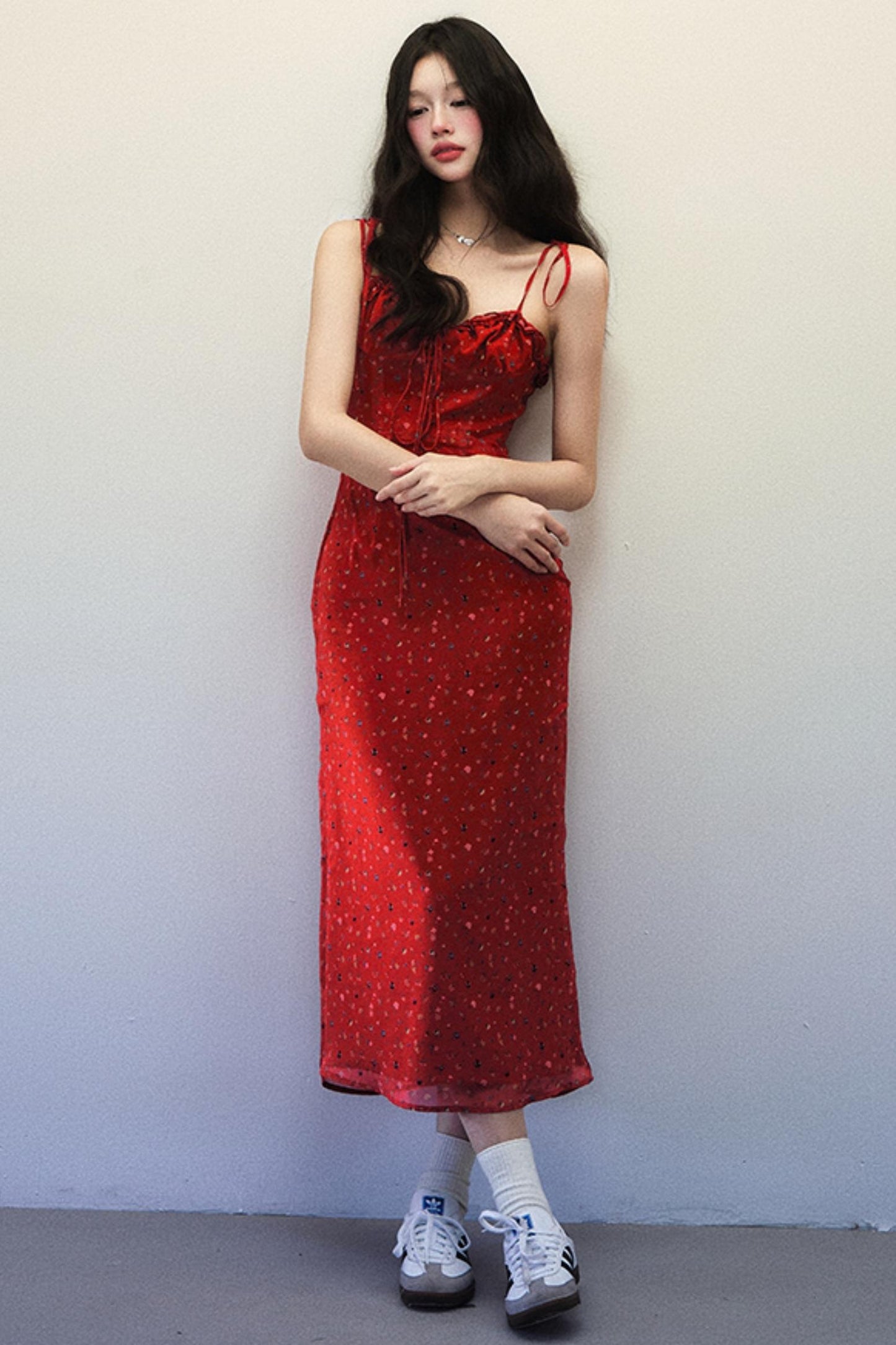 Classic Pink Floral Summer Sling Dress