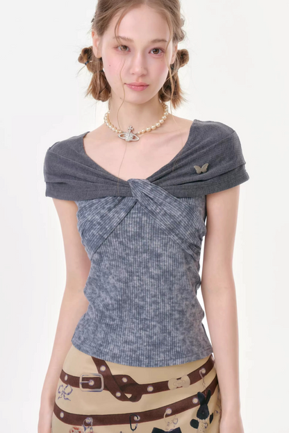 Retro Floral Knot Dark Gray T-Shirt