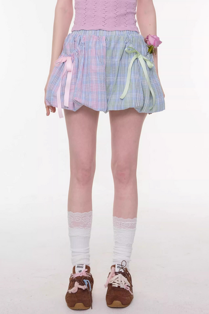Rainbow Candy Plaid Skirt