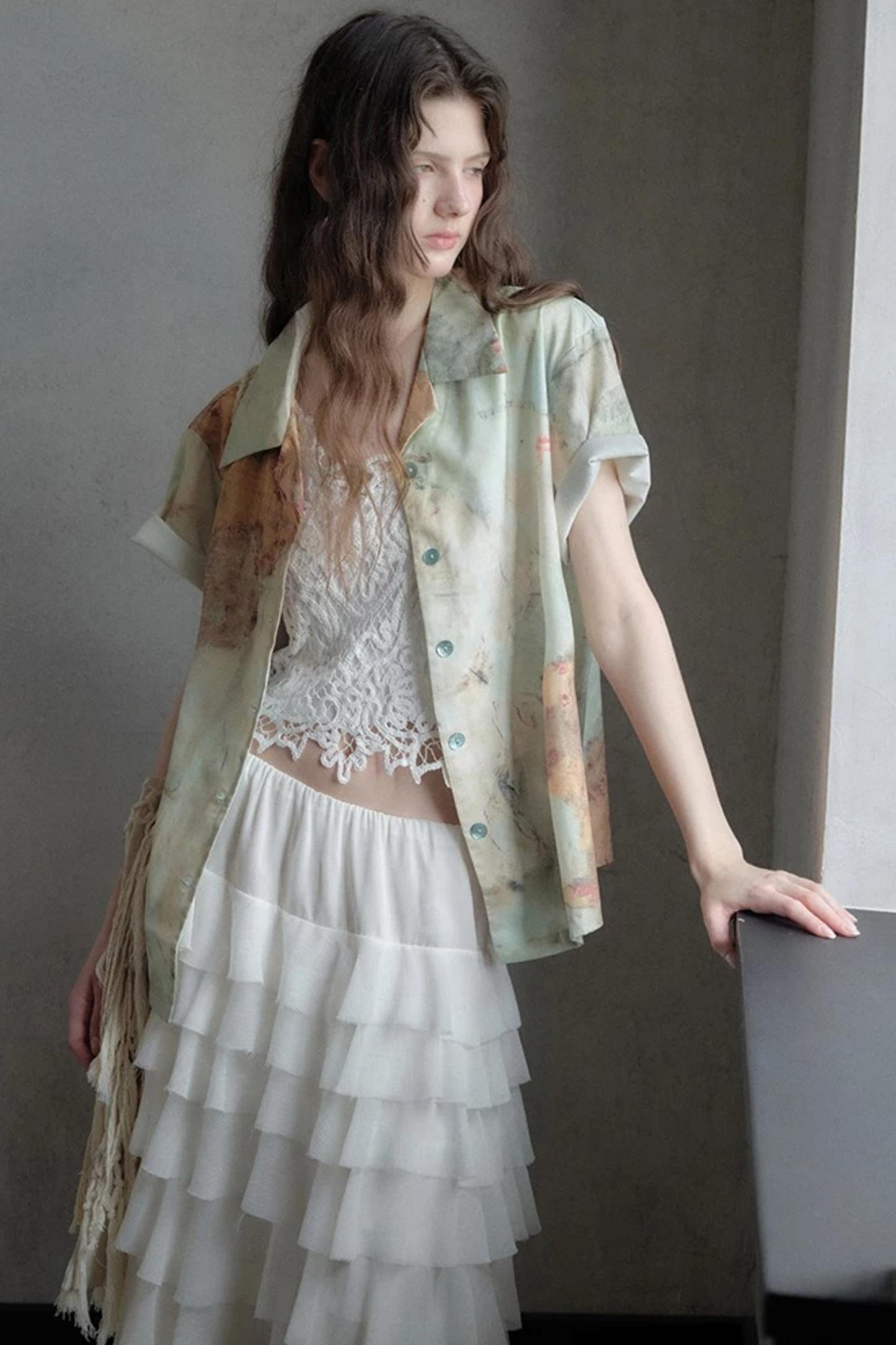 Retro Art Cuban Collar Shirt