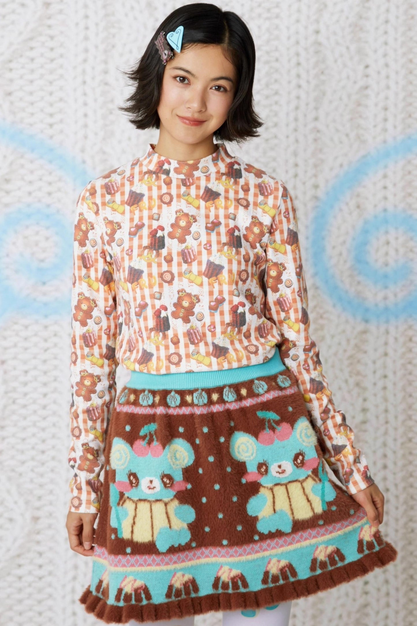 Cookie Print Waffle Top