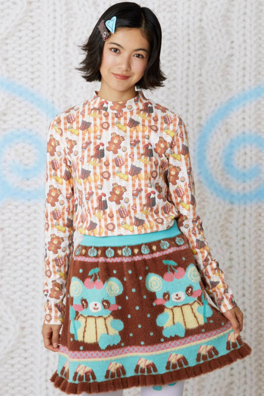 Cookie Print Waffle Top