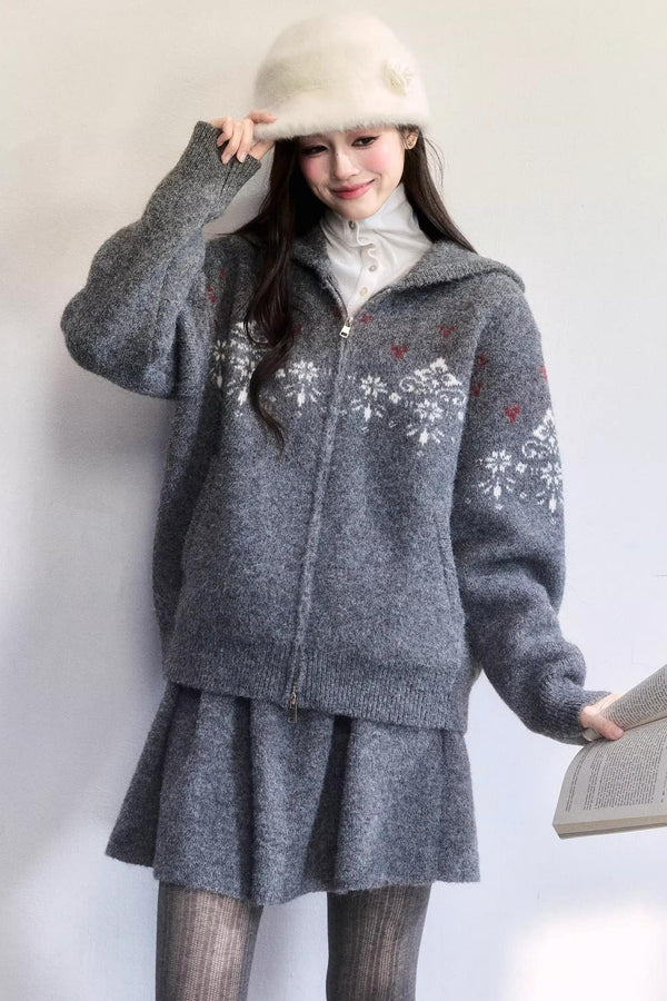 Frosting Jacquard Knit Jacket Set-Up