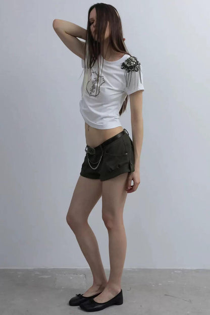 Y2K Rhinestone Cropped T-Shirt