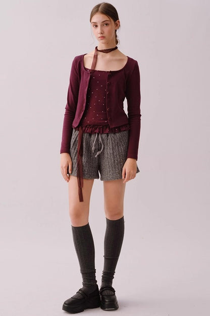 Knitted Twist Pattern Skirt Pants