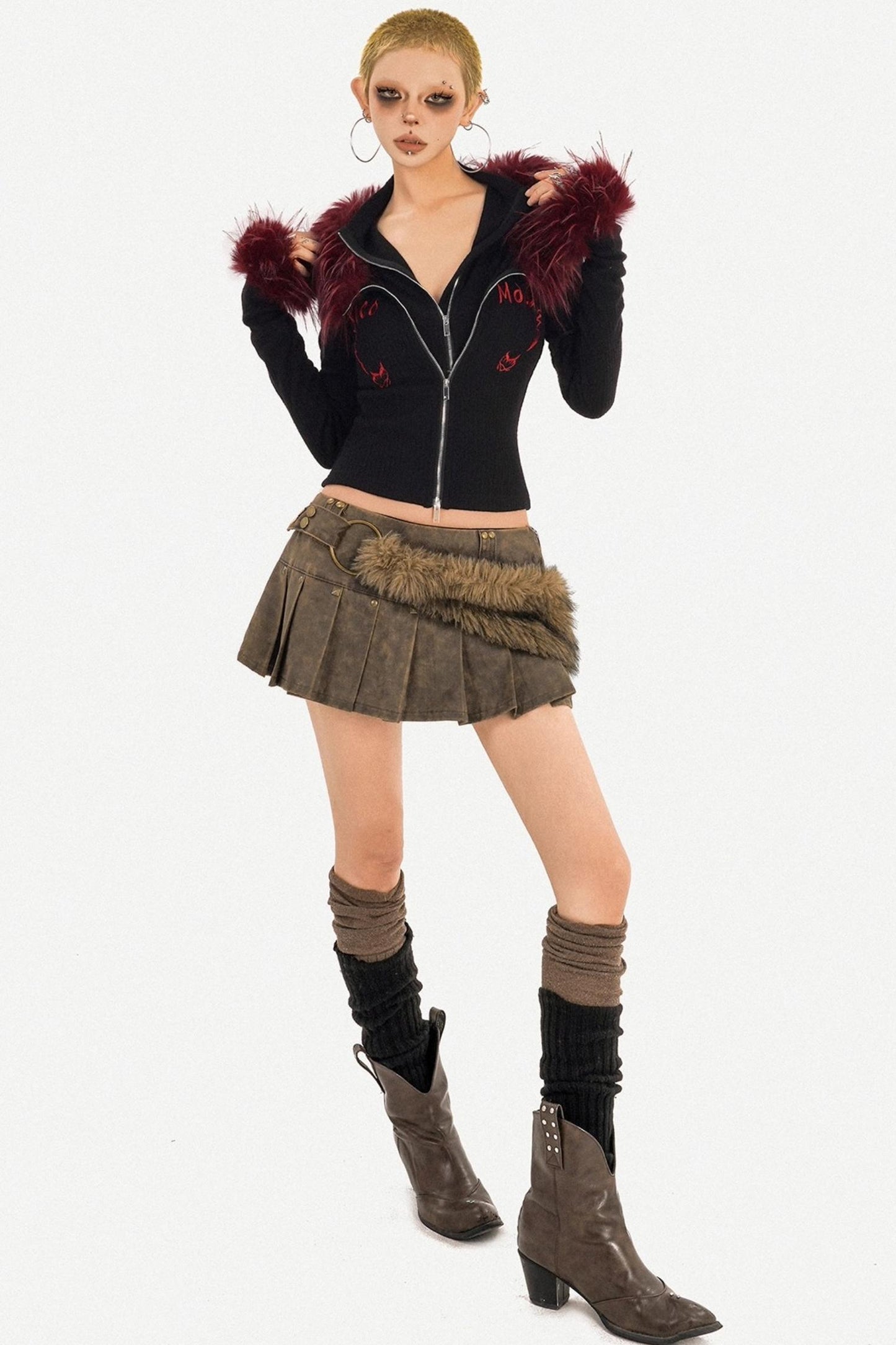 Flame Fur Collar Cardigan