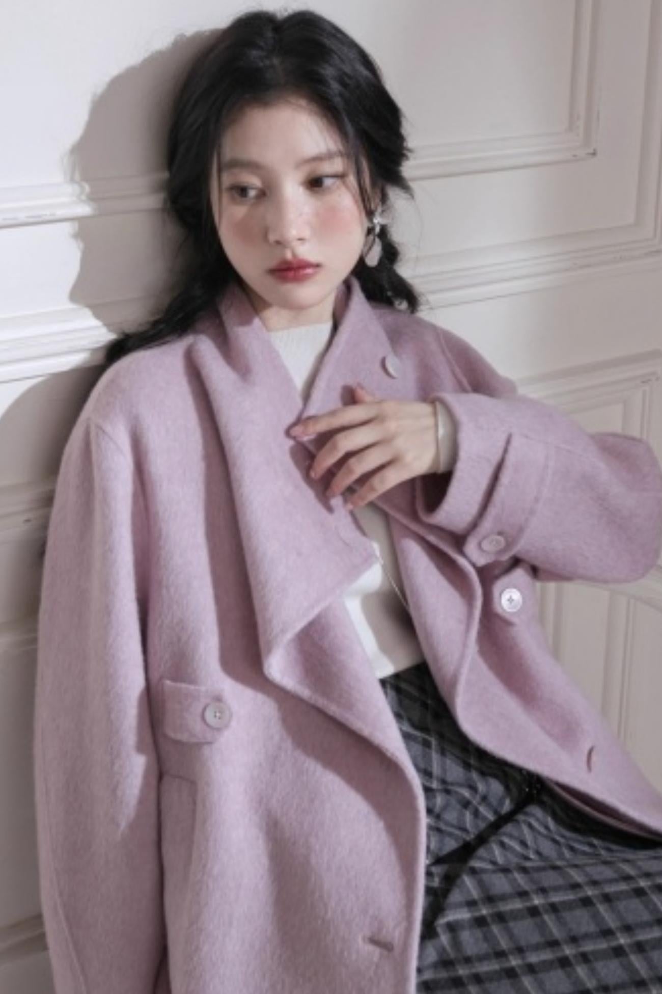 Gray Plaid Leather Midi Skirt