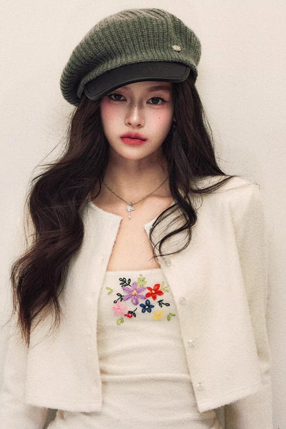 Embroidery Knit Cardigan Set-Up