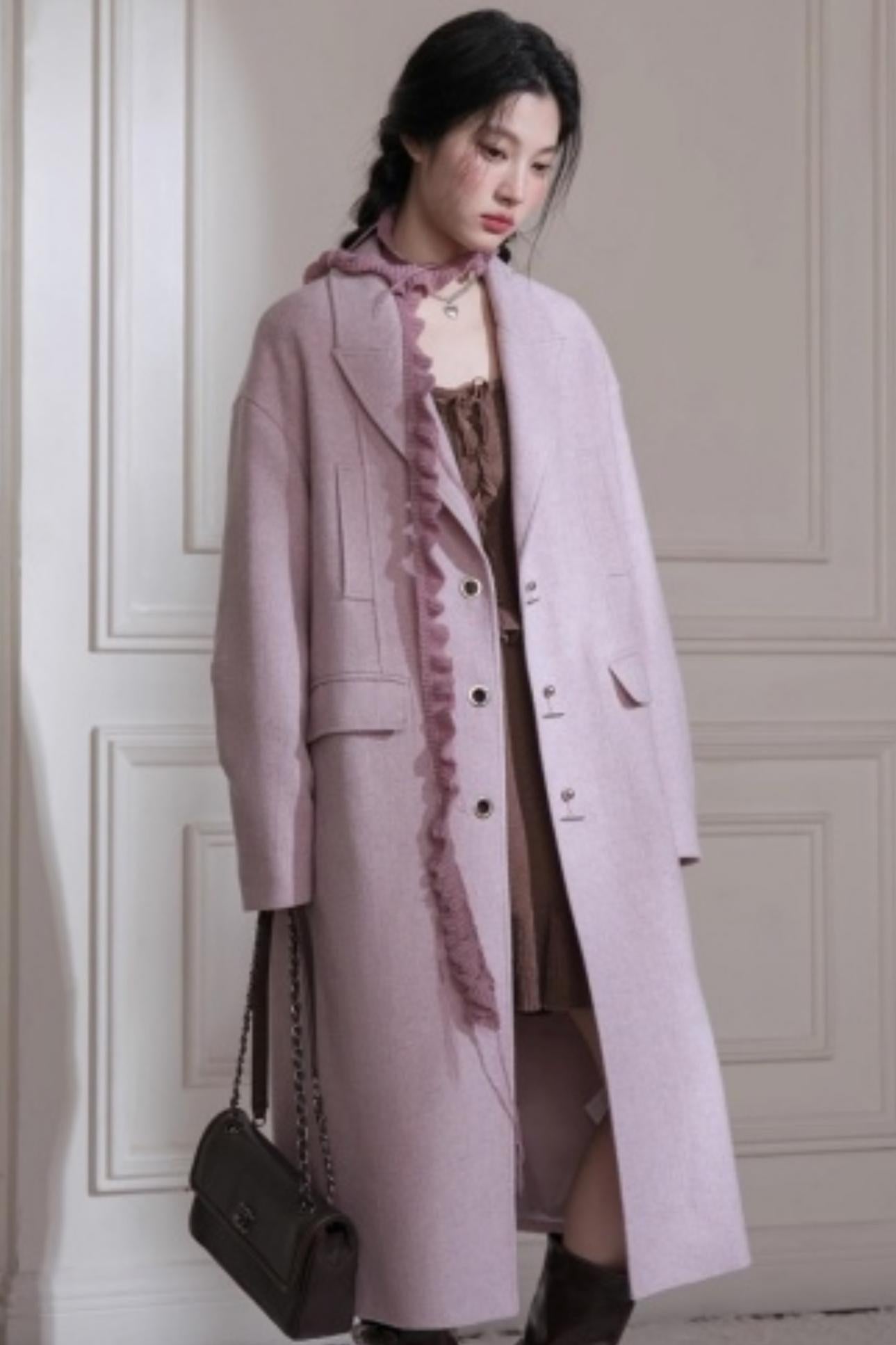 Teaberry Herringbone Tweed Coat