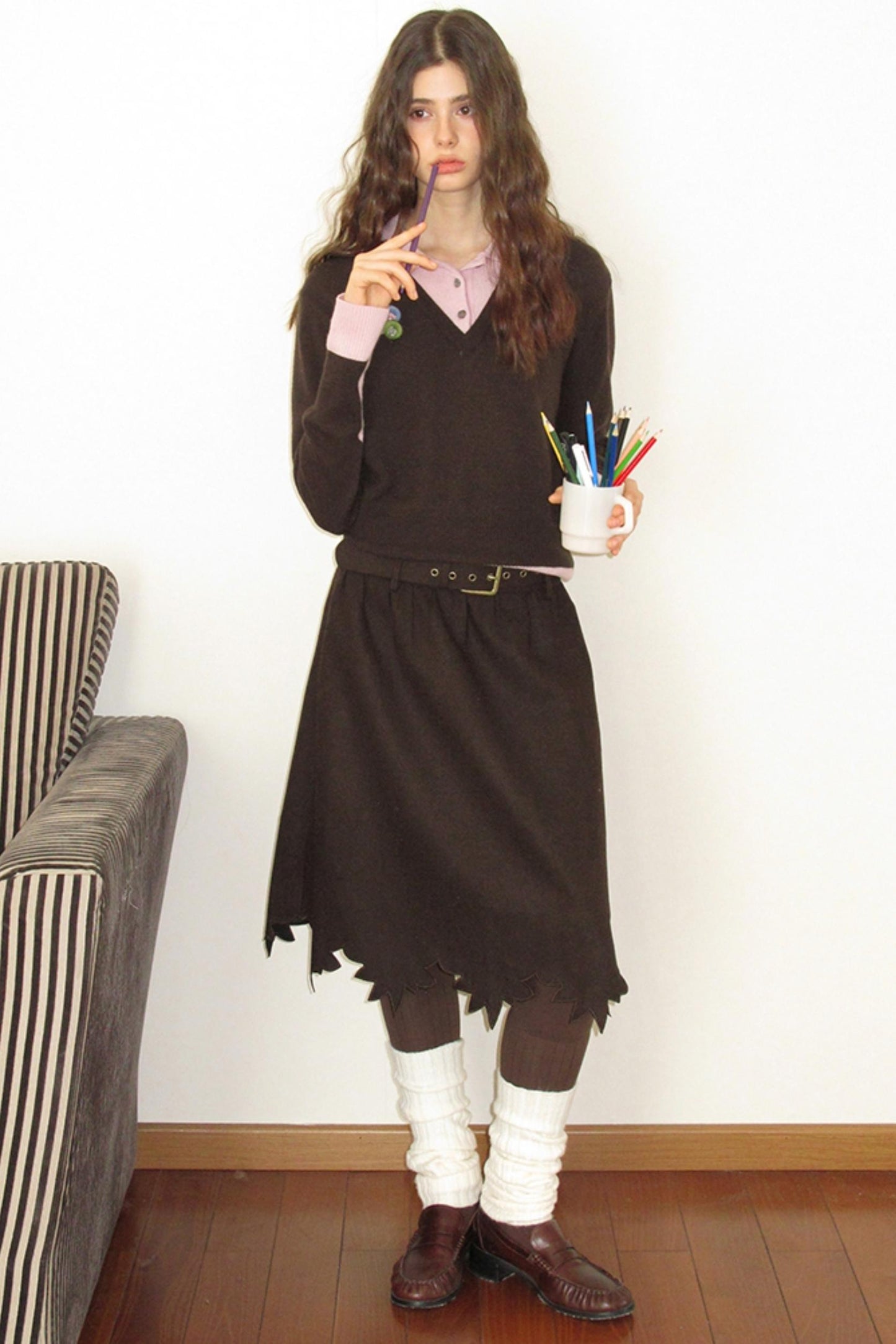 Sakura Brown Woollen Doubleside Sweater