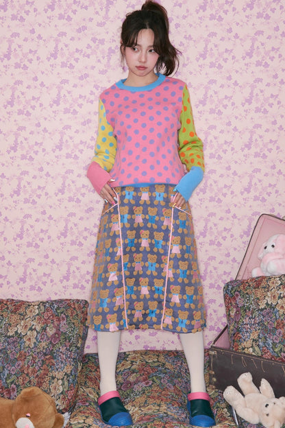 Color-Block Polka Dot Sweater