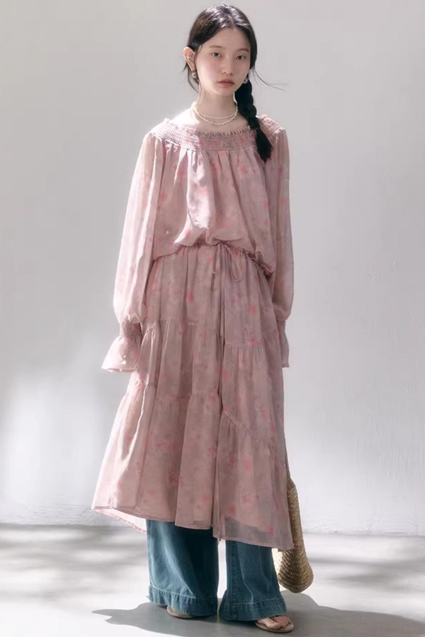 Misty Rose Off-Shoulder Dress