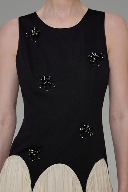 Color Clash Beaded Summer Dress