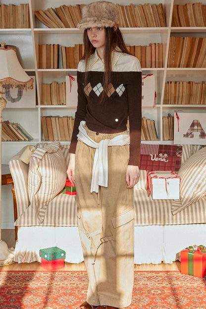 Diamond Pattern Merino Wool Sweater