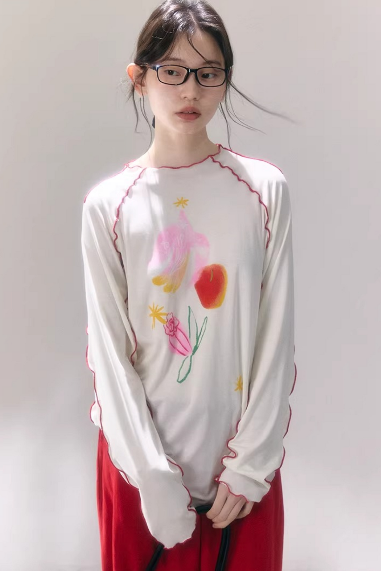 Tencel-Bluse mit Poesie-Print