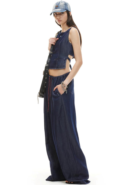Backless Lyocell Denim Vest