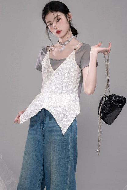 Graue Layering-T-Shirts
