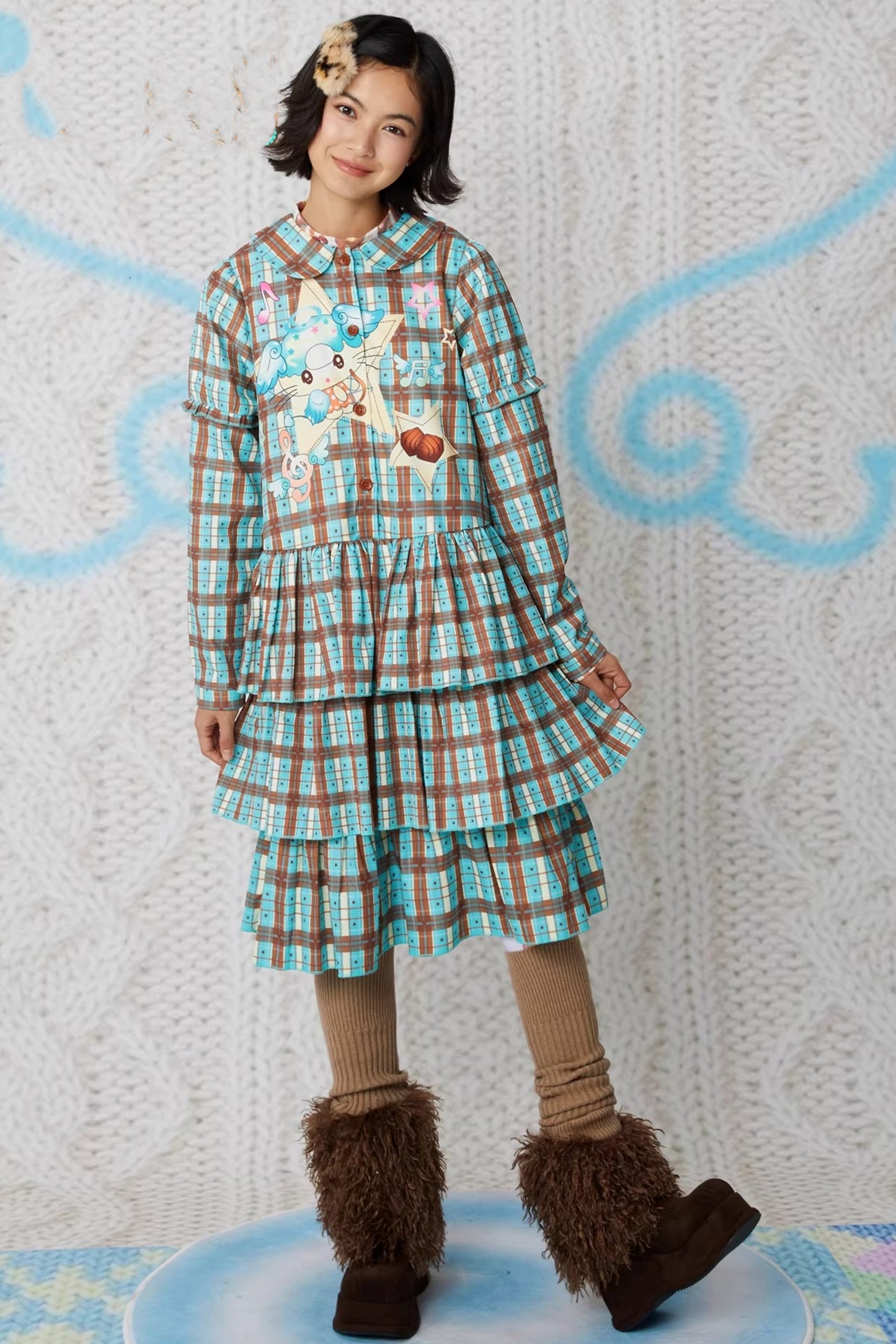 Plaid Doll Collar Cake Dress