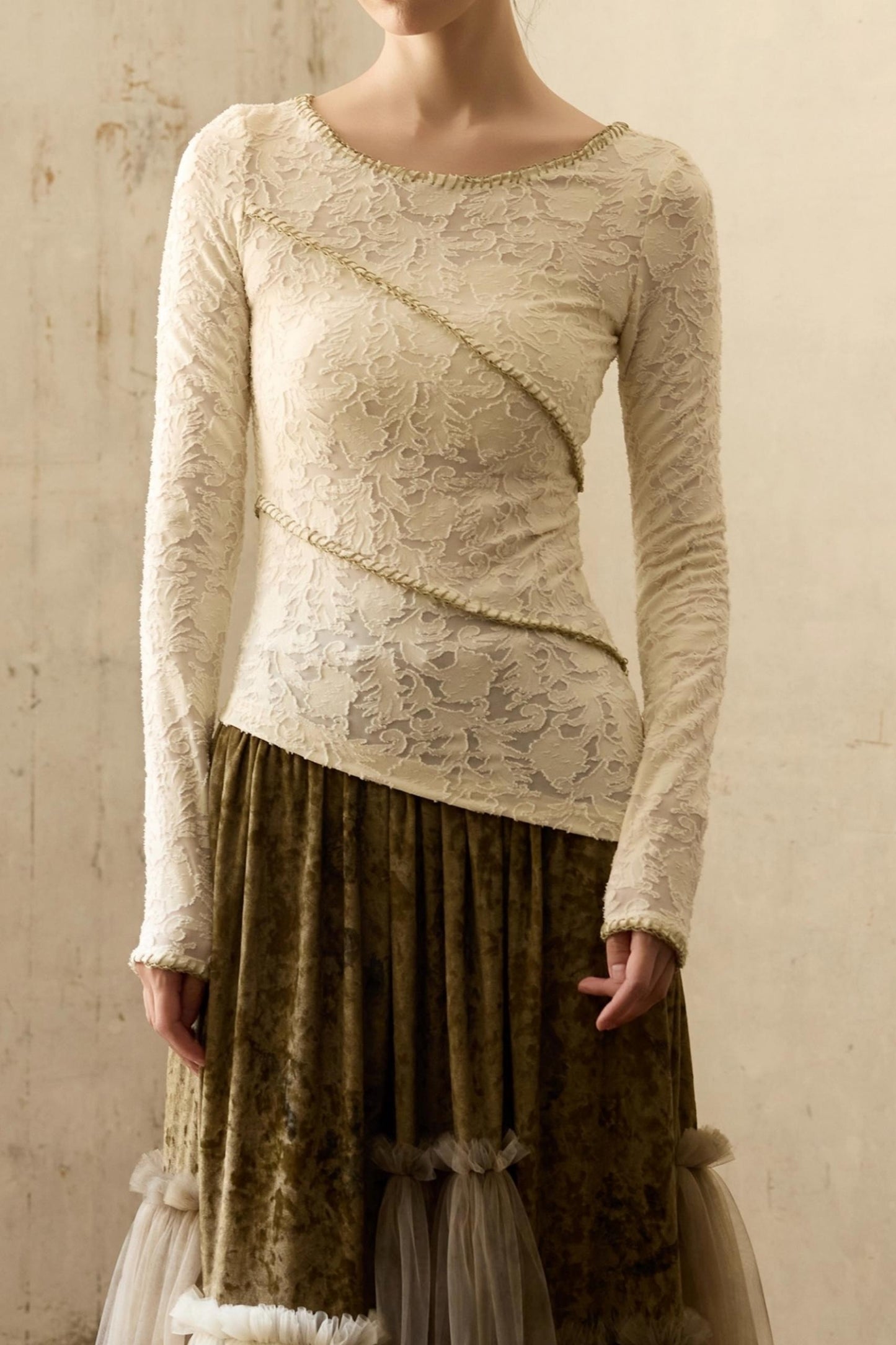 Slim Jacquard Knit Base Layer Top