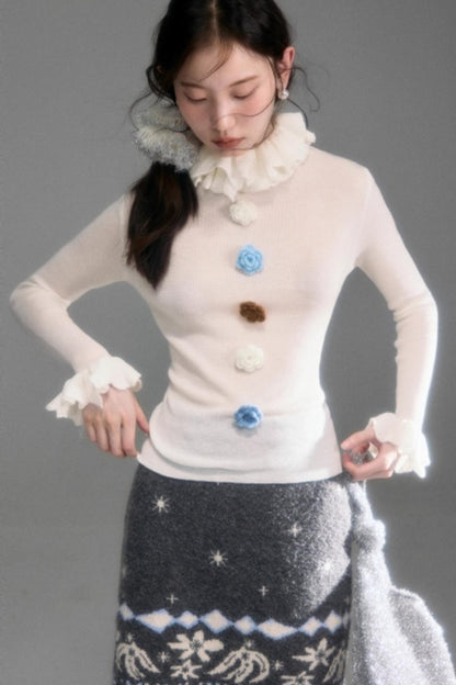 Velvet Floral Knit Top