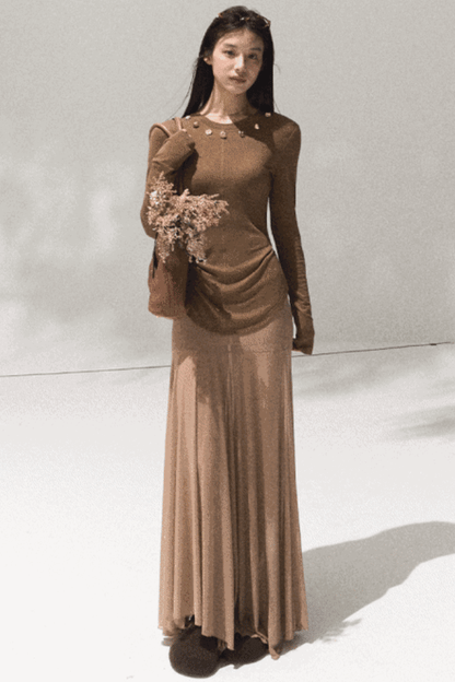 High-Waisted Knit Mesh Skirt