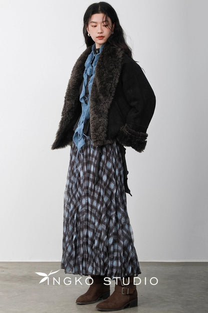 Blue Plaid Gauze Skirt