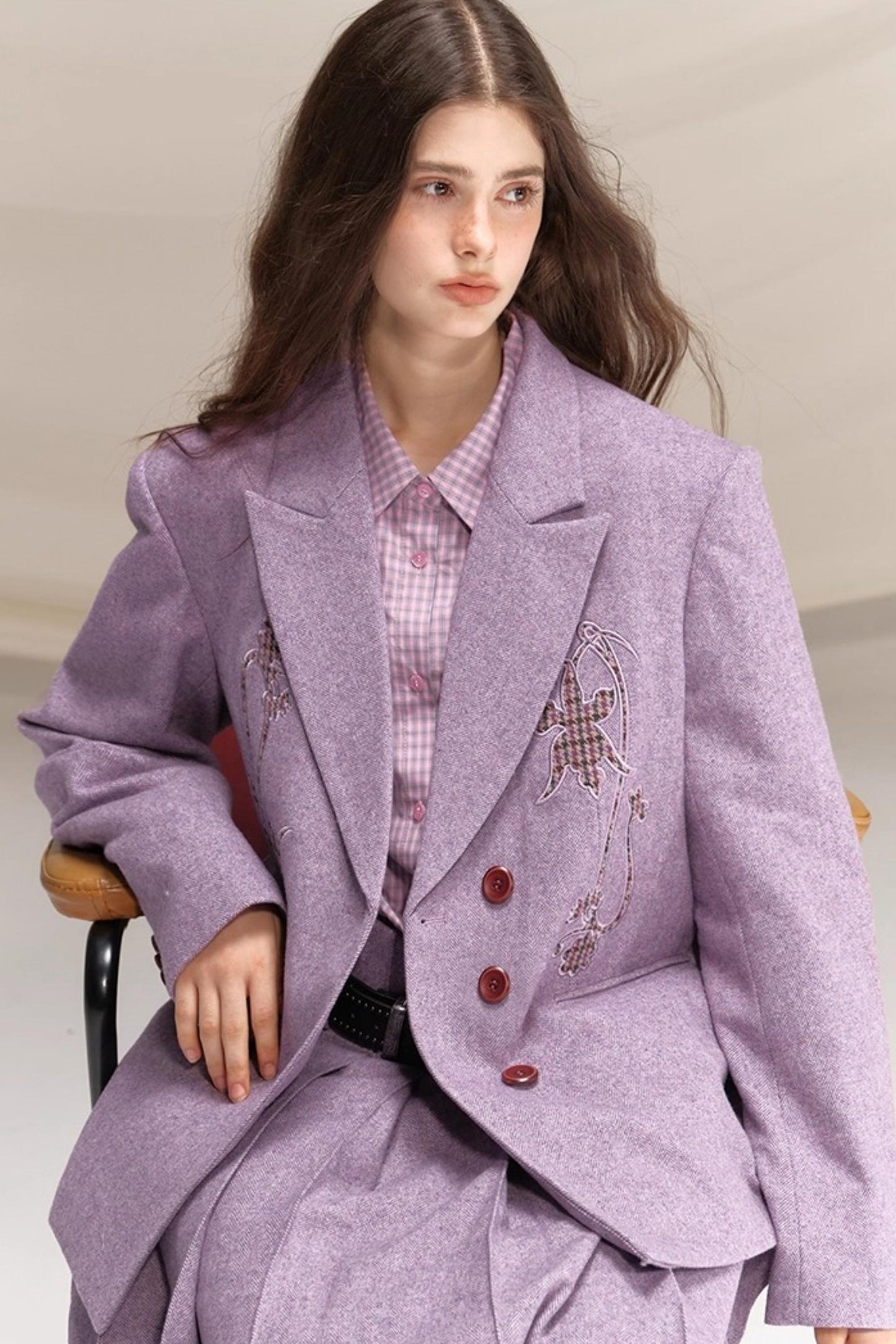 Wool Houndstooth Preppy Suit Skirt Set-Up