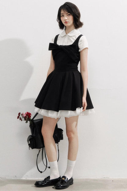 Black Bow Puffy Dress