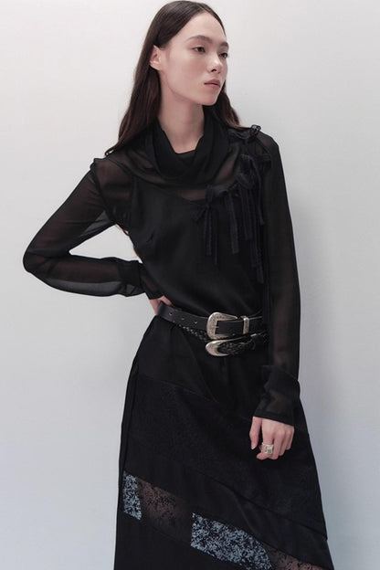 Dark Silk Butterfly Wings Slip Dress