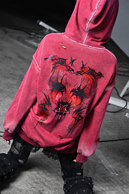 Devil Rust Red Hooded Top