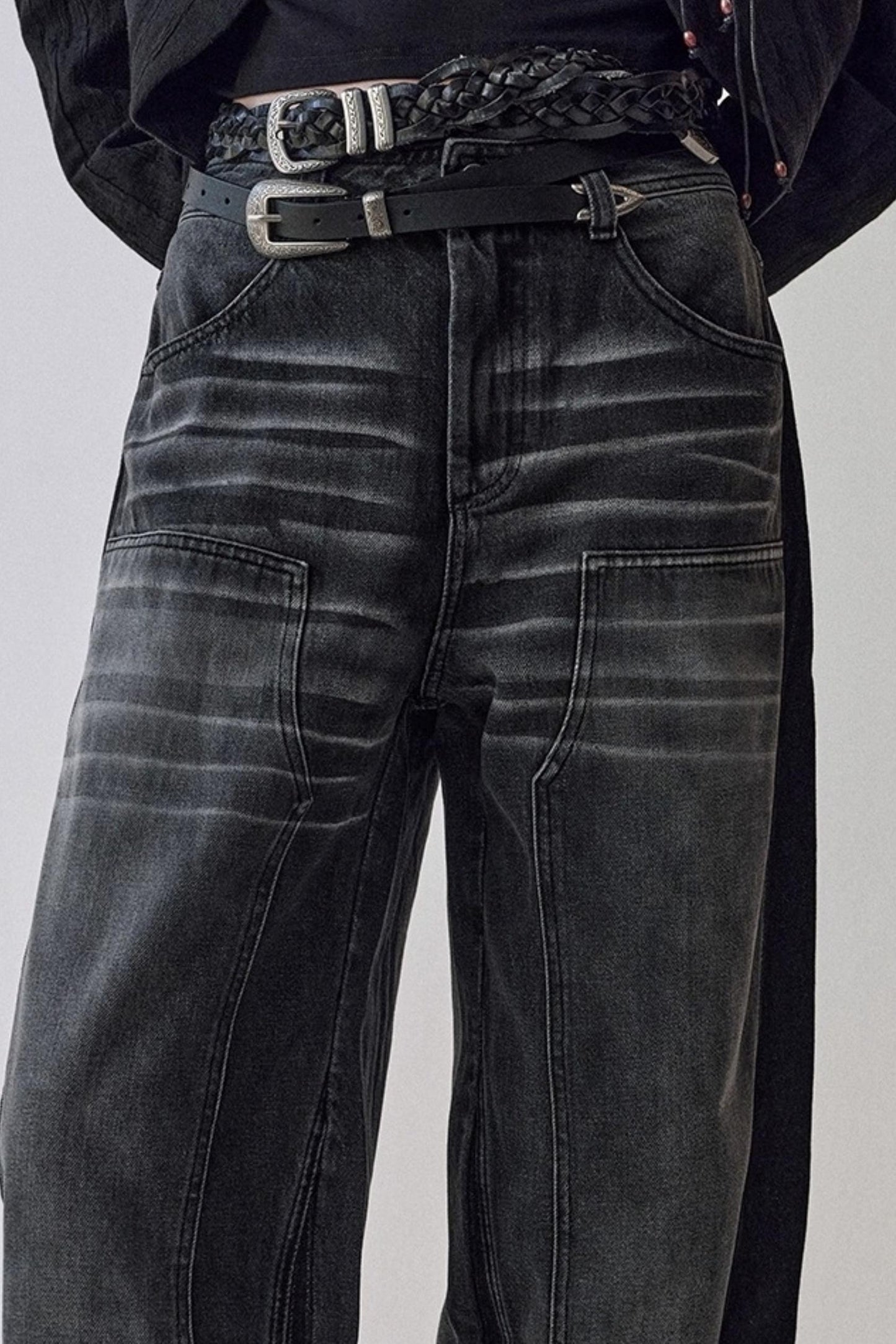 Gray Cat Whiskers Washed Jeans