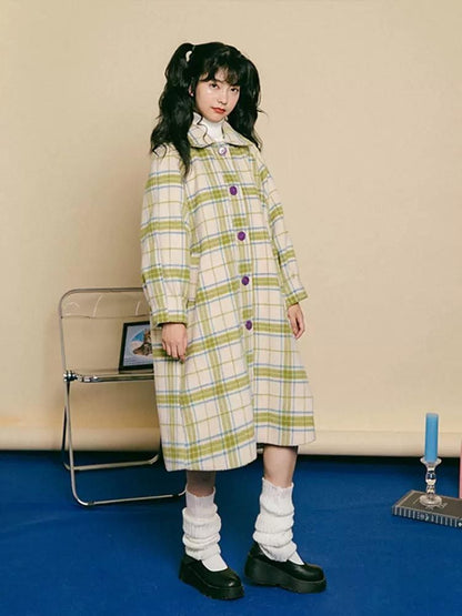 Long Sandwich Warm Tweed Coat