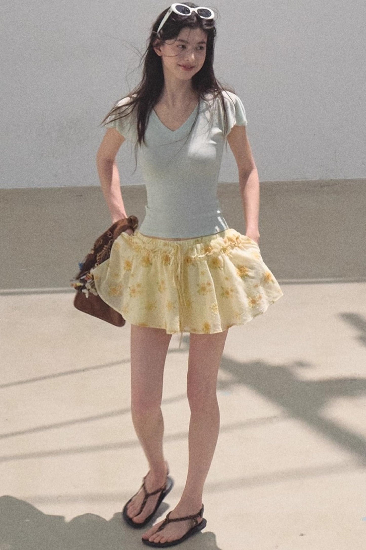 Embroidered Lyocell Puffy A-Line Skirt